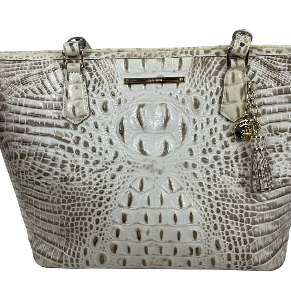 Brahmin Medium Asher Melbourne Tote Bag Shoulder Bag Cream Green - Picture 6 of 12